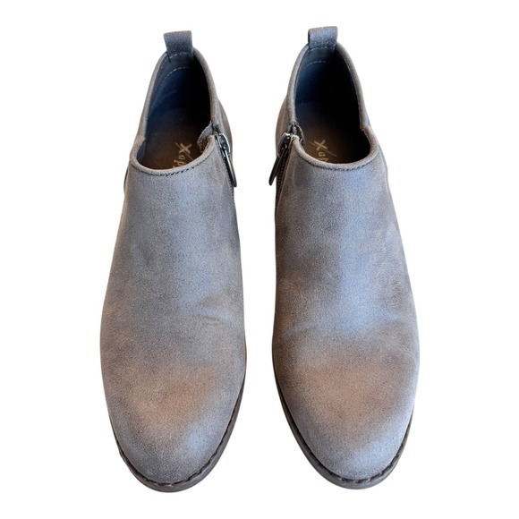 Xappeal Ankle Boots Womens 6 Gray Faux Suede Block Heel Booties Zip Up - Picture 3 of 11